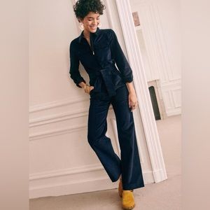 Sezane BOB Velvet Jumpsuit in Navy